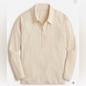 J. Crew Relaxed long-sleeve stretch linen-blend polo shirt